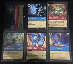 Disney Lorcana Mickey's Christmas Carol Theme 6 Card Lot Scrooge/Jiminy/Willie - Image 1