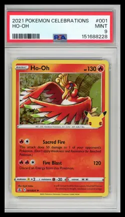 2021 Pokemon Ho-Oh #001 Celebrations PSA 9 - Image 1