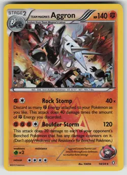 Team Magma's Aggron 14/34 Holo Rare Double Crisis Pokemon Holo Lightly Played - Image 1