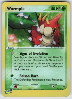 Wurmple 78/109 Common Ruby & Sapphire Pokemon Reverse Holo Lightly Played - Image 1