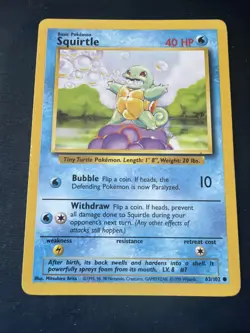 NM| Pokemon TCG Squirtle Base Set 63/102 Regular Unlimited Common - Image 1