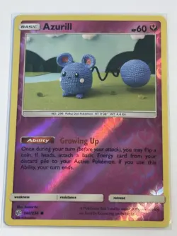 Pokemon Azurill 146/236 SM Cosmic Eclipse Reverse Holo Basic 60 HP English 2019 - Image 1
