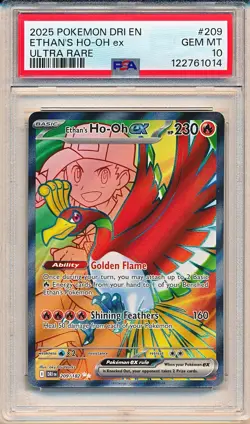 ETHAN'S HO-OH EX 2025 POKEMON DESTINED RIVALS ULTRA RARE 209/182 PSA 10 GEM MT - Image 1