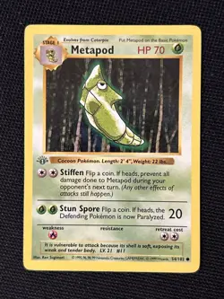 Metapod 54/102 (1st Edition) *Near Mint* (Shadowless) Never Played Card - Image 1