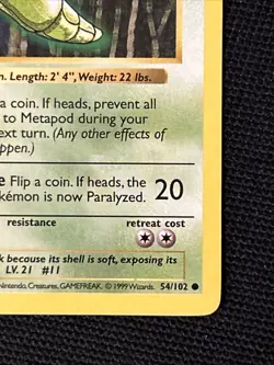 Metapod 54/102 (1st Edition) *Near Mint* (Shadowless) Never Played Card - Image 5