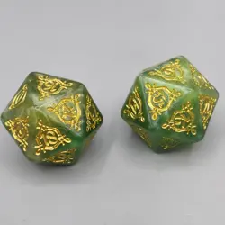 Lord of the Rings MTG Bundle Oversized Green Gold Spindown Dice D20 2 Dice - Image 3