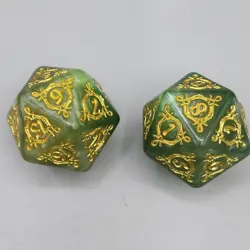 Lord of the Rings MTG Bundle Oversized Green Gold Spindown Dice D20 2 Dice - Image 5