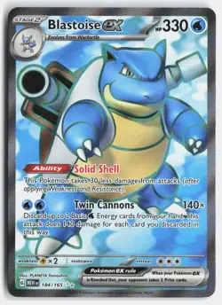 Blastoise ex 184/165 Ultra Rare 151 Pokemon Holo Near Mint - Image 1