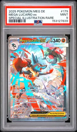 2025 Pokemon Mega Lucario ex Mega Evolution #179 PSA 9 Deutsch SIR - Image 1