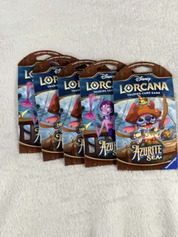 Disney Lorcana Azurite Sea Booster Pack Lot of 5 New Factory Sealed - Image 1