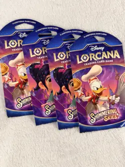 Disney Lorcana TCG Card Sleeved Booster Lot Of 4 Shimmering Skies - Image 1