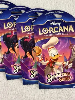 Disney Lorcana TCG Card Sleeved Booster Lot Of 4 Shimmering Skies - Image 3