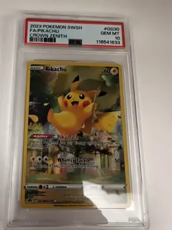 2023 POKEMON SWORD & SHIELD CROWN ZENITH #GG30 FULL ART/PIKACHU PSA 10 - Image 1