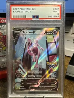 Pokemon 2022 Mewtwo V (Alternate Full Art) 072/078 Pokemon GO Holo PSA Mint 9 - Image 1
