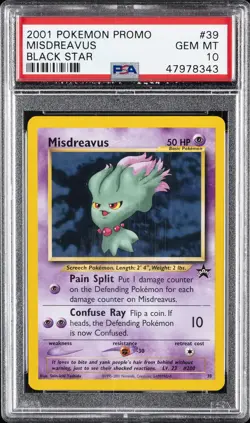 2001 POKEMON PROMO BLACK STAR POKEMON LEAGUE #39 MISDREAVUS PSA 10 - Image 1