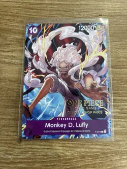 ONE PIECE Luffy P-041 Paris Promo Exclusive Stamp Gear 5 NM card Game French - Image 1
