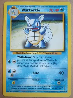 Wartortle - 42/102 - Uncommon WOTC TCG—Base Set Pokemon Card - Image 1
