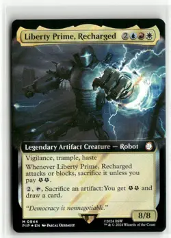 Liberty Prime, Recharged Extended Art Surge Foil Fallout MTG NM - Image 1