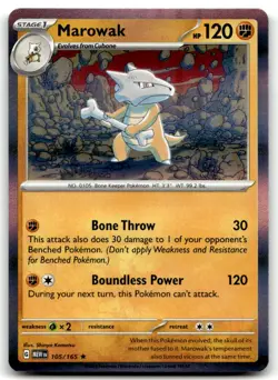 Marowak 105/165 Rare 151 Holo Near Mint - Image 1
