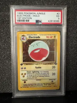 PSA . Graded . 1st edition . 1999 Pokemon Jungle #2 Electrode Holo PSA 5 - Image 1