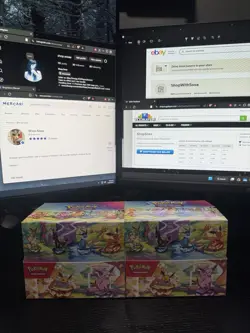 Pokemon TCG Prismatic Evolutions Full Set of 8 Sealed Mini Tins with Display - Image 1