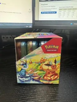 Pokemon TCG Prismatic Evolutions Full Set of 8 Sealed Mini Tins with Display - Image 5