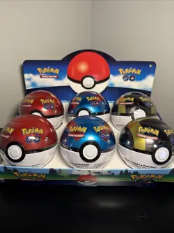 Pokemon TCG- Pokemon Go Set- 6 Pokeball Tins- Factory Sealed and Display Case - Image 1