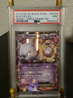 PSA 9 MINT 2016 POKEMON XY BLACK STAR MEWTWO EX PROMO TRIP PWR #XY107 LOW POP - Image 1
