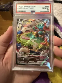 2020 POKEMON SWORD & SHIELD #142 FULL ART/SNORLAX VMAX PSA 10 - Image 1