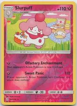Slurpuff 154/236 Rare Cosmic Eclipse Pokemon Reverse Holo Near Mint - Image 1