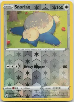 Snorlax 206/264 Common Fusion Strike Pokemon Reverse Holo Near Mint - Image 1