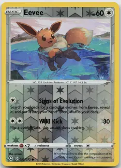 Eevee 052/072 Common Shining Fates Pokemon Reverse Holo Near Mint - Image 1