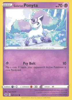 GALARIAN PONYTA 081/202 COMMON SWORD & SHIELD POKEMON NEAR MINT - Image 1