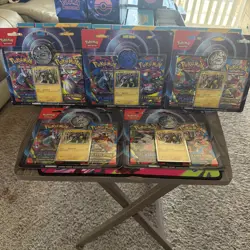 Pokemon TCG Phantasmal Flames & Mega Evolution 2 Pack Blister x5 LOT - Image 1
