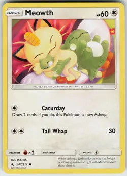 Meowth 147/214 Common Unbroken Bonds Pokemon Near Mint - Image 1