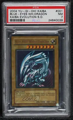 Blue-Eyes White Dragon Unlimited YuGiOh Starter Deck Kaiba PSA 7 2002 READ - Image 1