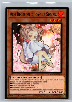 Yugioh Ash Blossom & Joyous Spring MAGO-EN011 Premium Gold Rare NM 1st Alt Art - Image 1