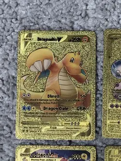 Pokemon Dragonite,Mewtwo,Jolteon&Ho-oh Rare Gold Accents Foil Fan Art Card - Image 2