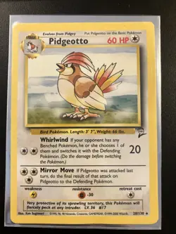 Pokemon Pidgeotto Card 28/130 Base Set Trading Card Game - Image 1