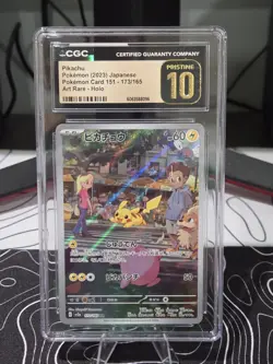 Pokemon Pikachu Pristine 10 CGC Japanese Card 151 AR 173/165 Holo Rare 2023 - Image 1