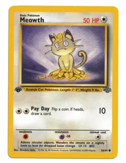 Pokemon Card: Meowth 56/64 1st Edition Jungle Set Rare! EXC - Image 1