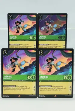 Disney Lorcana Jasmine - Desert Warrior 78/204 Ursula's Return Rare 4 Cards Set - Image 1