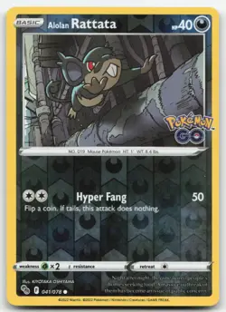 Alolan Rattata Pokemon GO 041/078 Common Reverse Holo NM - Image 1