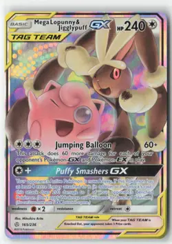 Mega Lopunny & Jigglypuff GX 165/236 Holo Rare GX Cosmic Eclipse Pokemon NM - Image 1