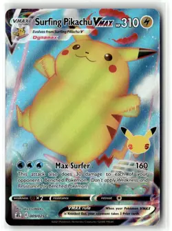 Surfing Pikachu VMAX 009/025 Holo VMAX Rare Celebrations Pokemon Near Mint - Image 1