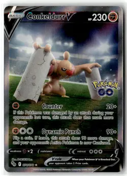 Conkeldurr V (Alternate Full Art) Pokemon GO 074/078 Ultra Rare Holofoil NM - Image 1