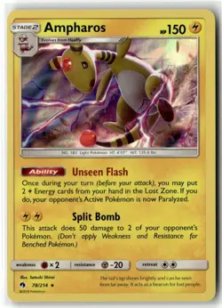 Ampharos 78/214 Holo Rare Lost Thunder Pokemon Holo Near Mint - Image 1