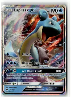 Lapras GX 35/149 Holo Ultra Rare SM Base Set Pokemon Near Mint - Image 1