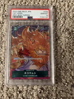 2022 One Piece Japanese Cat Viper Box Topper #OP01-048 PSA 10 GEM MINT - Image 1