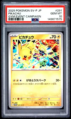 2025 POKEMON JAPANESE SV-P PROMO GYM EVENT CAMPAIGN #291 PIKACHU PSA 10 - Image 1